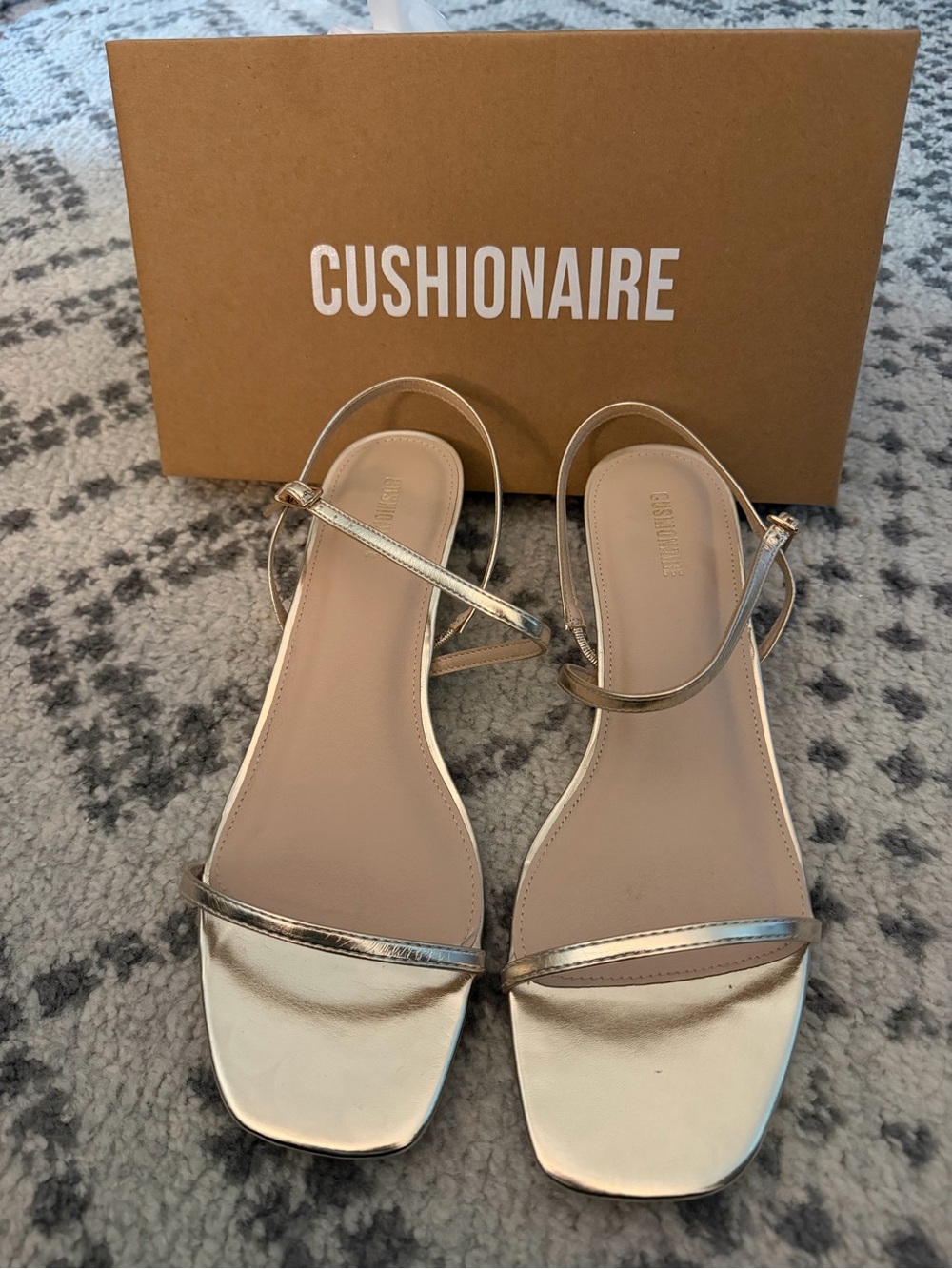 Cushionaire Soprano- Metallic Gold Ankle-Strap Sandals for Women